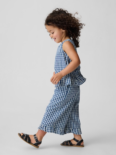 Baby & Toddler Gingham Denim Ruffle-Hem Outfit Set