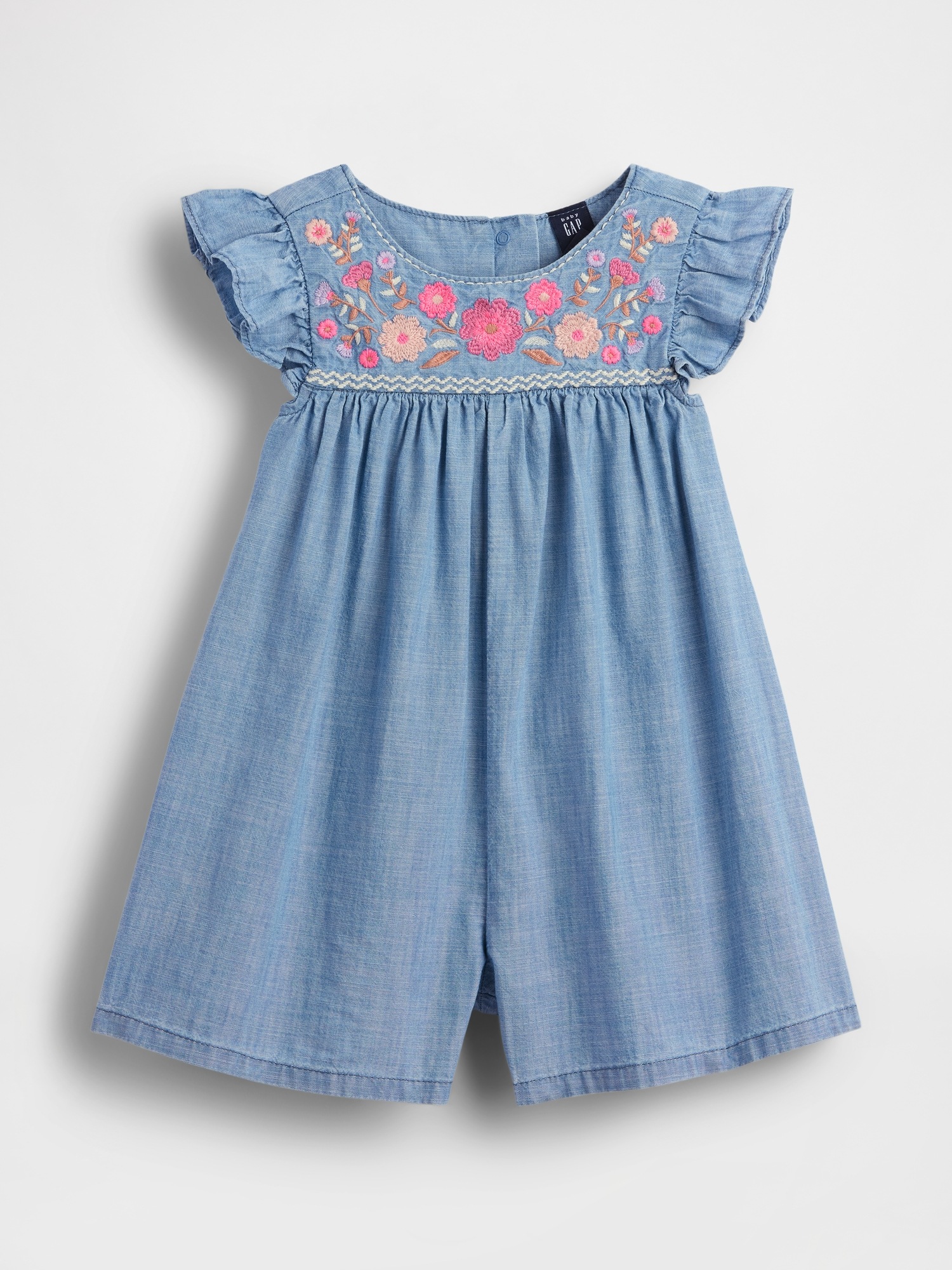 Детские комбинезоны Gap Baby & Toddler Denim Embroidered Yoke Romper — фото 2