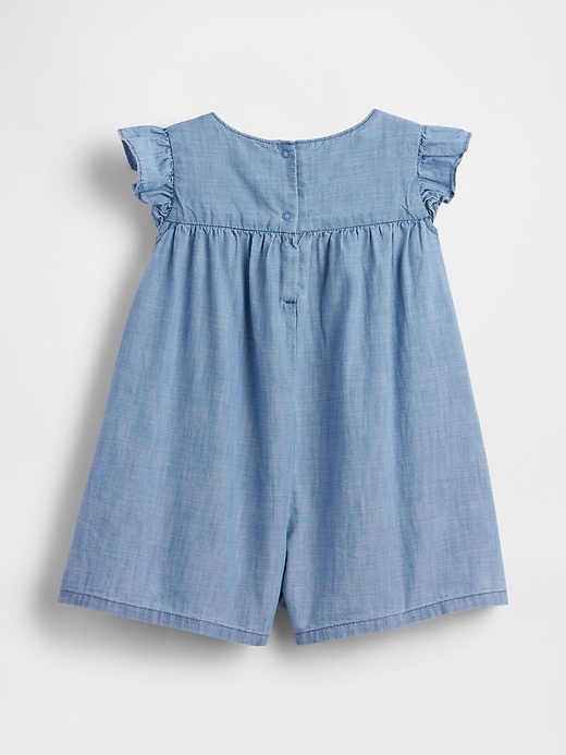 Image number 3 showing, Baby & Toddler Denim Embroidered Yoke Romper