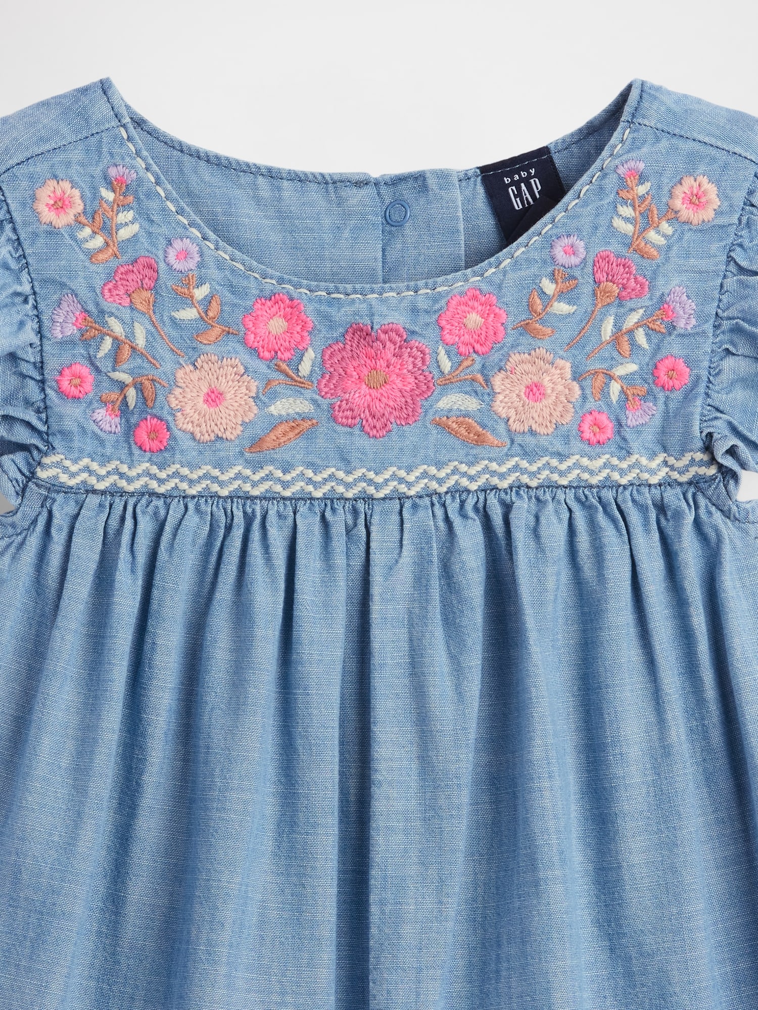 Baby & Toddler Denim Embroidered Yoke Romper