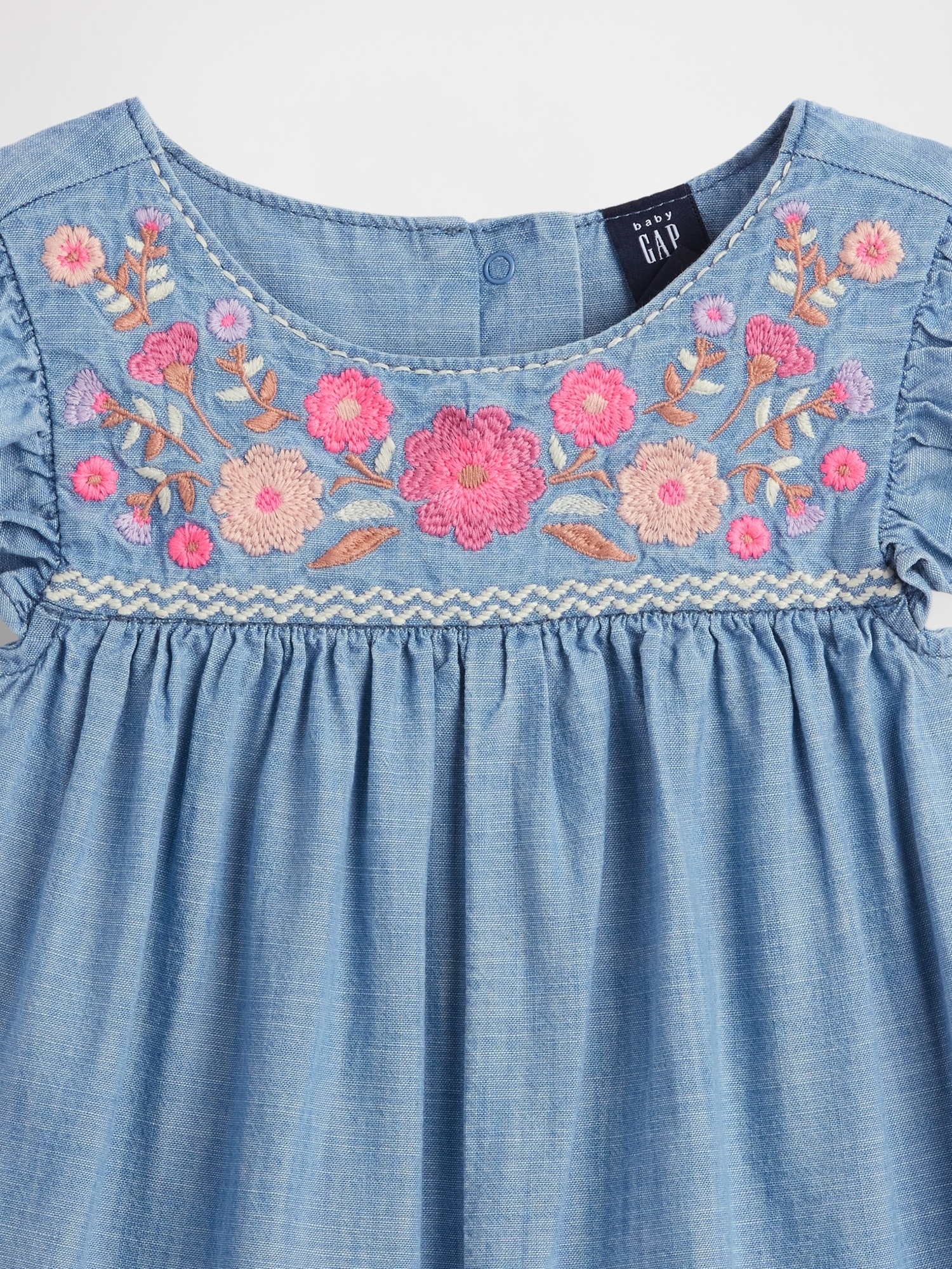 Детские комбинезоны Gap Baby & Toddler Denim Embroidered Yoke Romper — фото 4