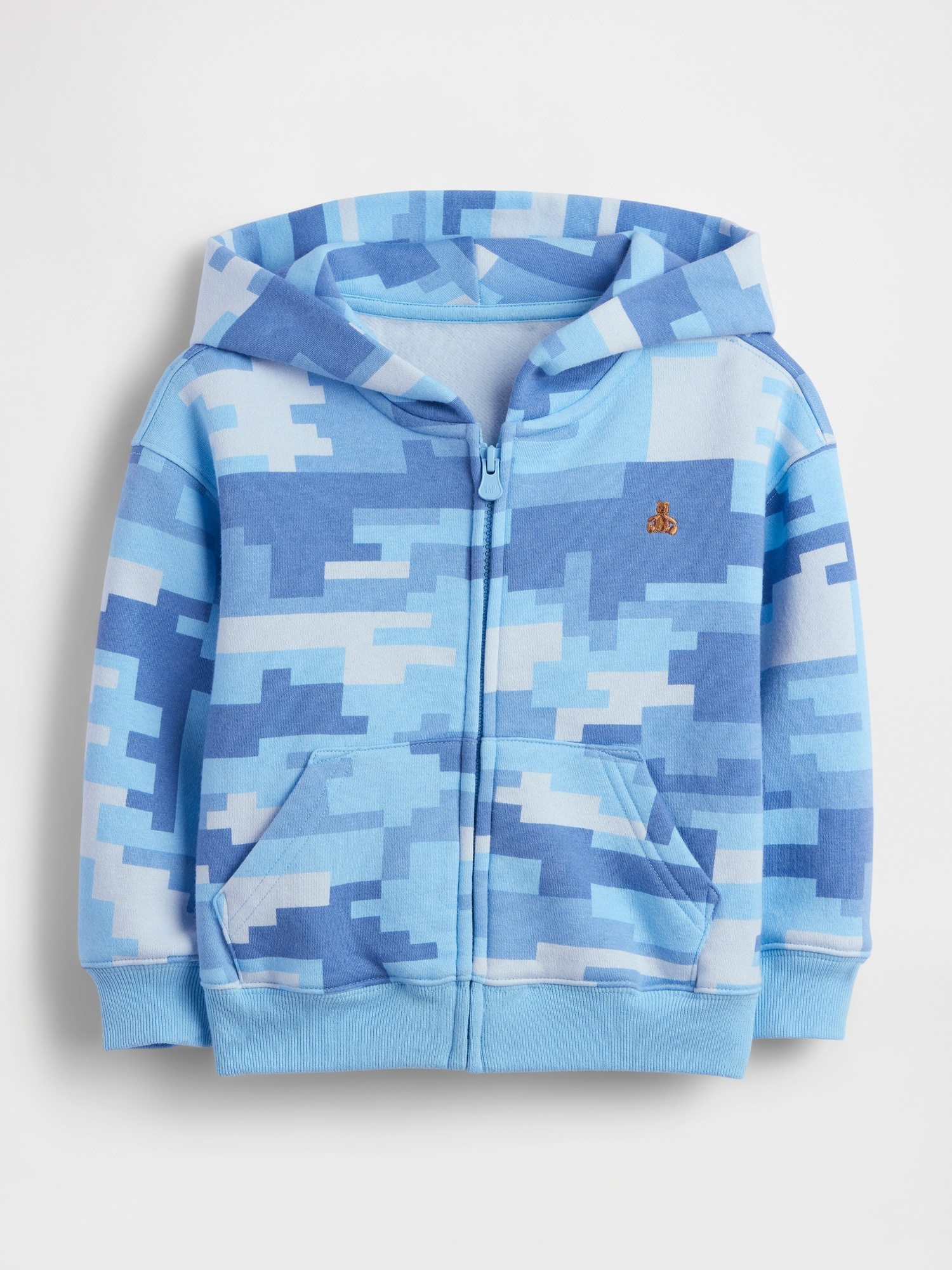 Худи Gap VintageSoft Camo Zip для малышей, цвет: Камуфляжный синий — фото 3
