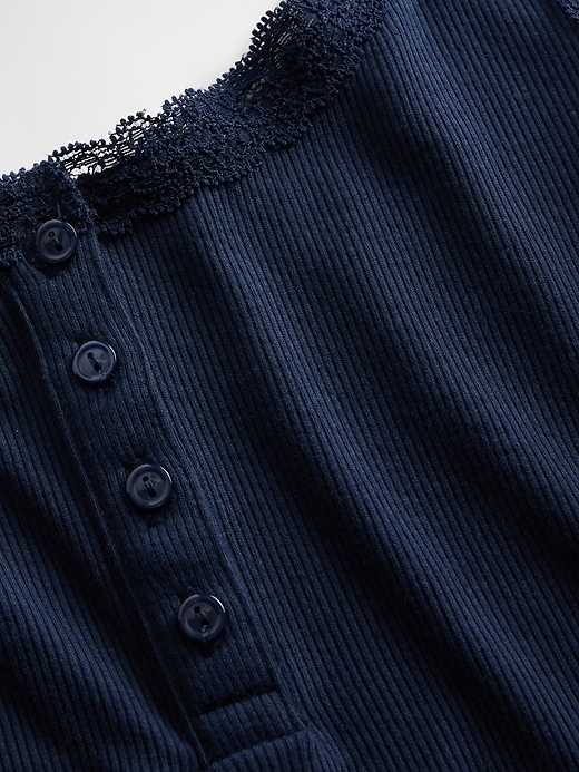 Image number 4 showing, Mini Rib Lace Henley PJ Tank Top