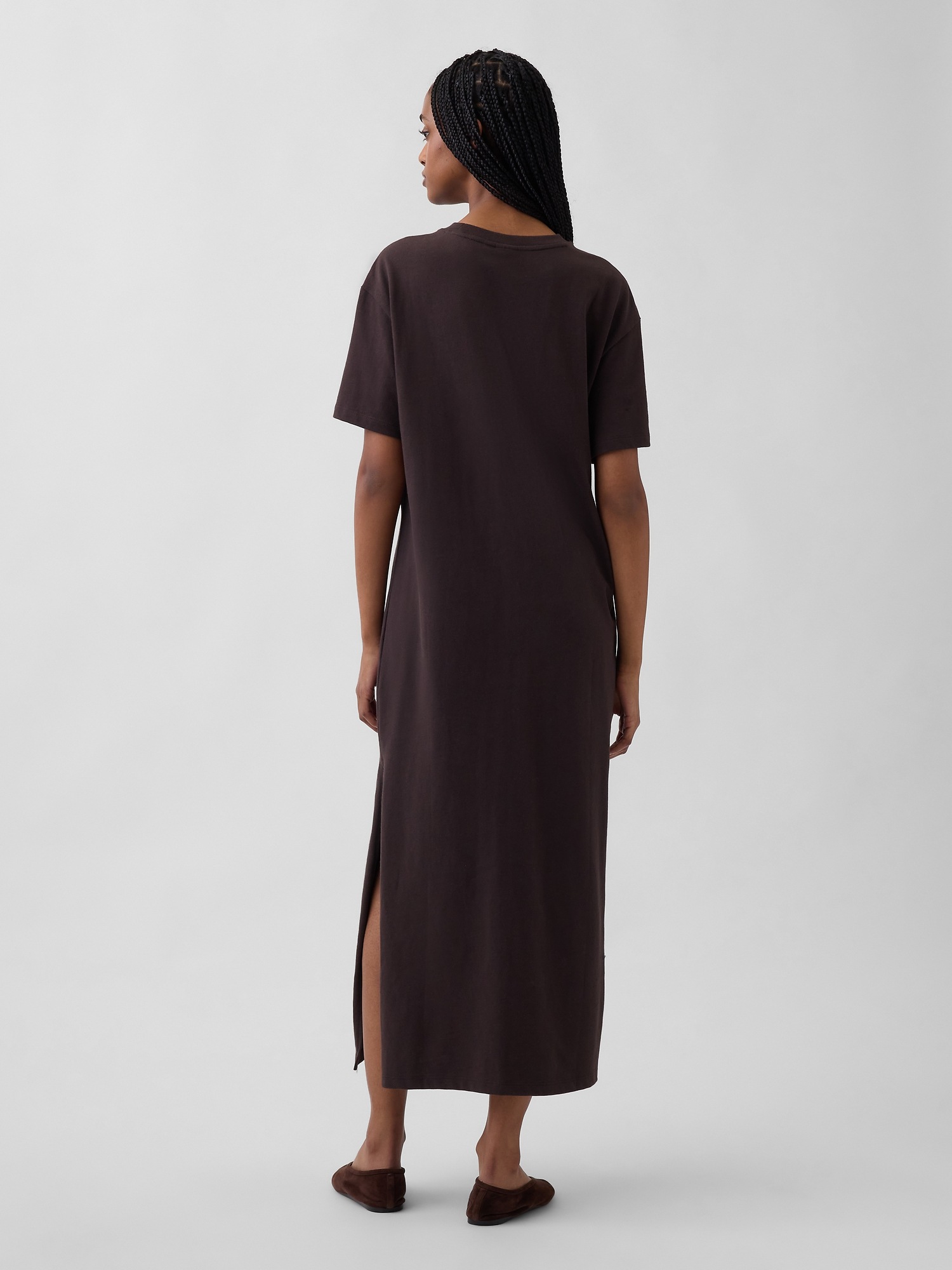 Женское платье Gap Heavyweight Oversized Maxi T-Shirt, цвет: Коричневый — фото 2