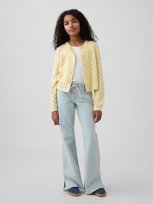 Image number 1 showing, Kids Low Rise Lace-Up Relaxed Flare Jeans