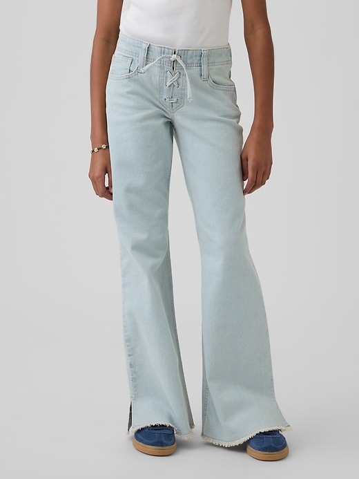 Image number 3 showing, Kids Low Rise Lace-Up Relaxed Flare Jeans