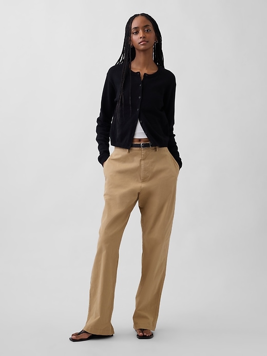 Image number 2 showing, 100% Cotton Relaxed Crop Cardigan Sweater