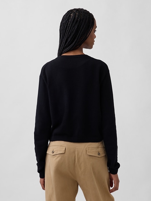 Image number 3 showing, 100% Cotton Relaxed Crop Cardigan Sweater