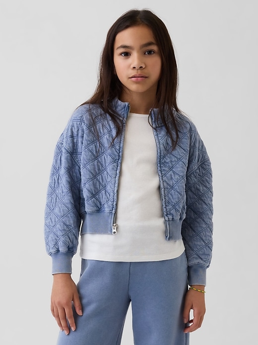 Image number 1 showing, Kids Oversized Quilted Zip Jacket