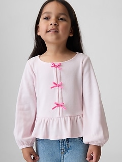 Baby & Toddler Bow-Front Rib Peplum Top