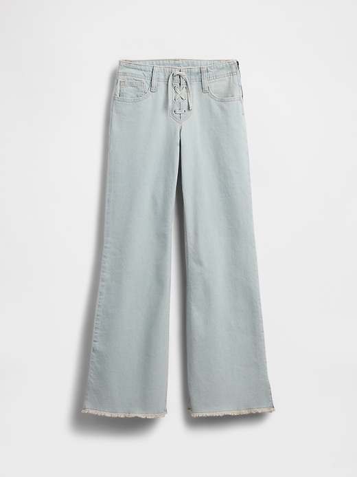 Image number 2 showing, Kids Low Rise Lace-Up Relaxed Flare Jeans