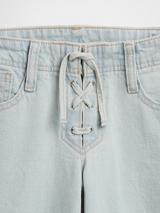 Image number 5 showing, Kids Low Rise Lace-Up Relaxed Flare Jeans