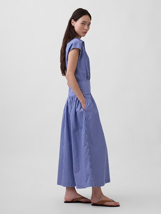 Image number 3 showing, Poplin Drop-Waist Maxi Shirtdress
