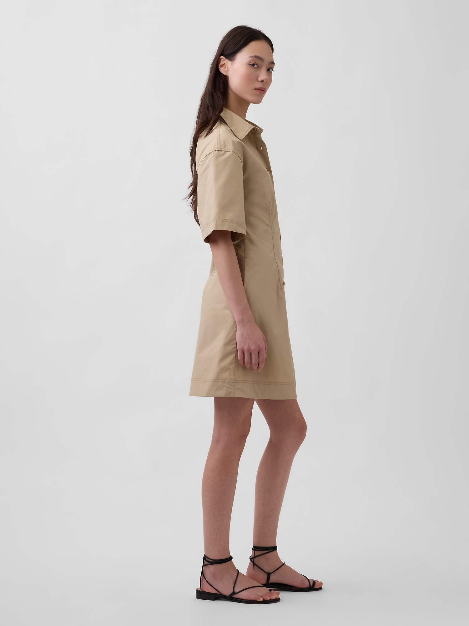 Женские платья Gap Poplin Mini Shirtdress — фото 3