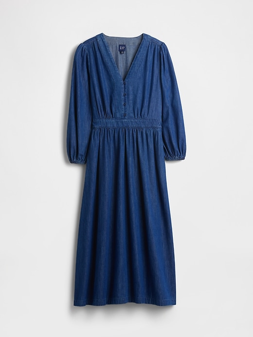 Image number 5 showing, Denim Pieced-Waist Midi Dress