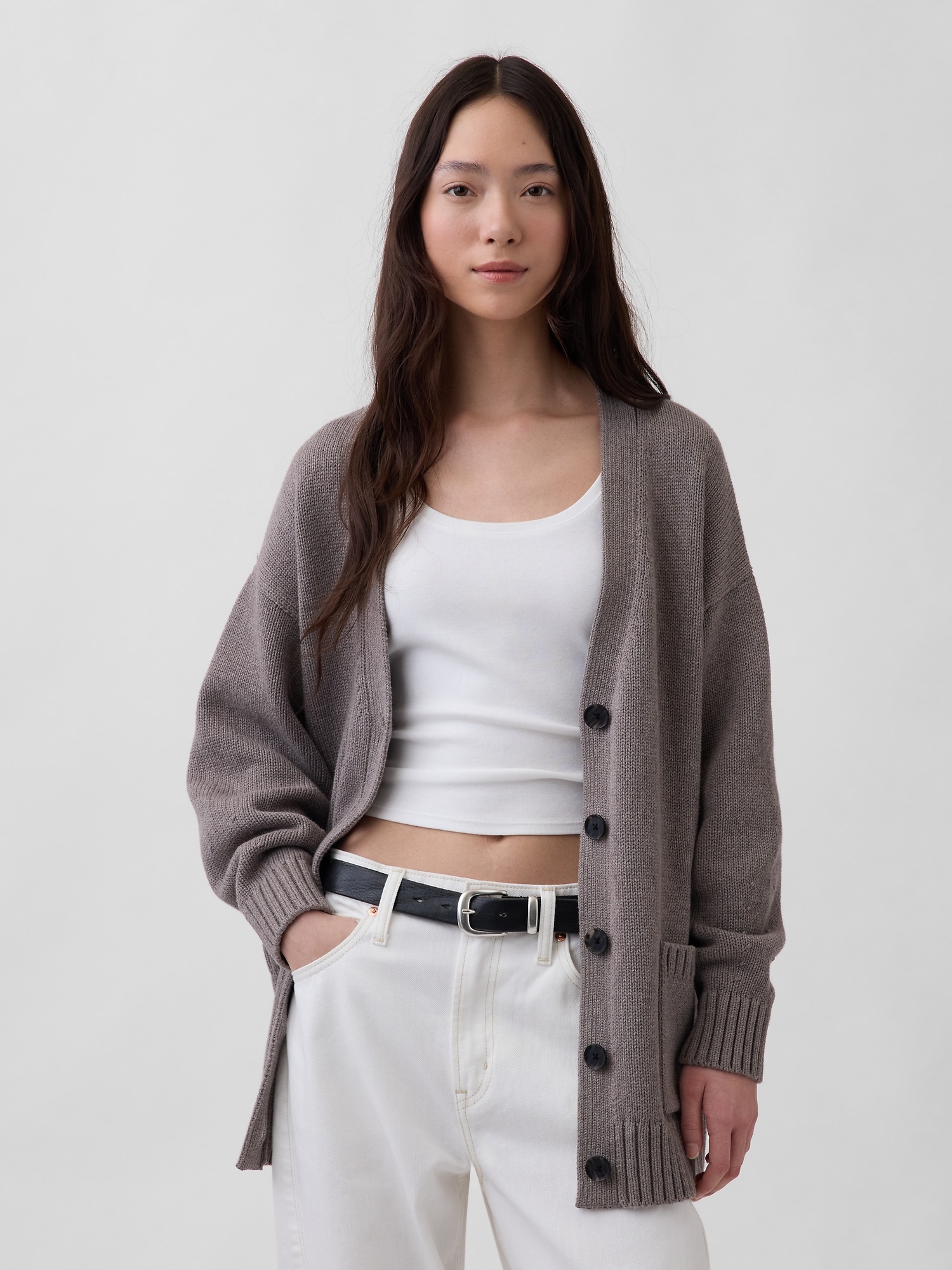 100% Cotton Oversized Boyfriend Cardigan Sweater