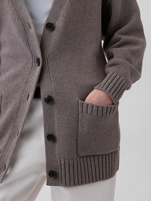 Image number 4 showing, 100% Cotton Oversized Boyfriend Cardigan Sweater