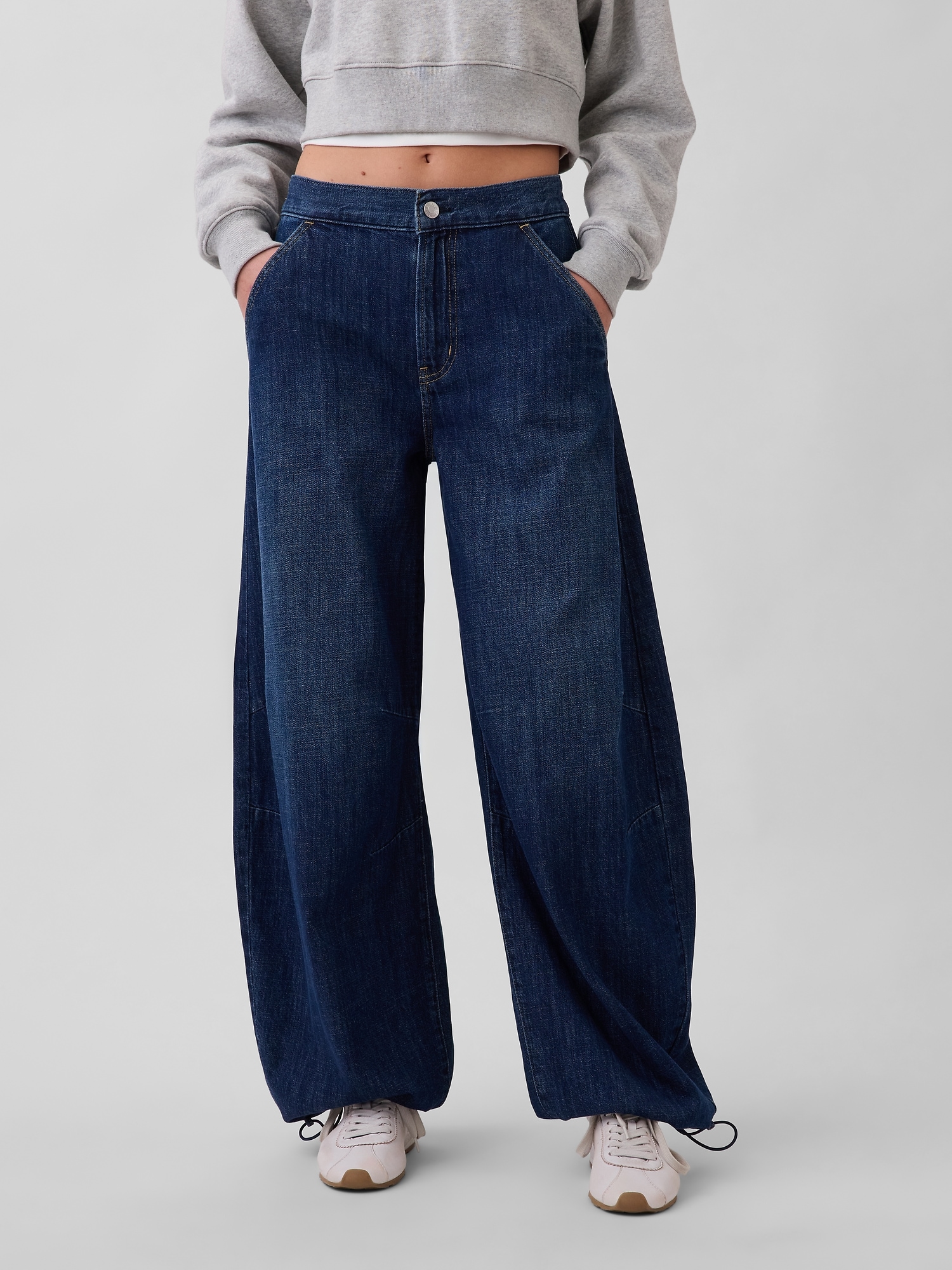 High Rise Cinch-Hem Horseshoe Jeans
