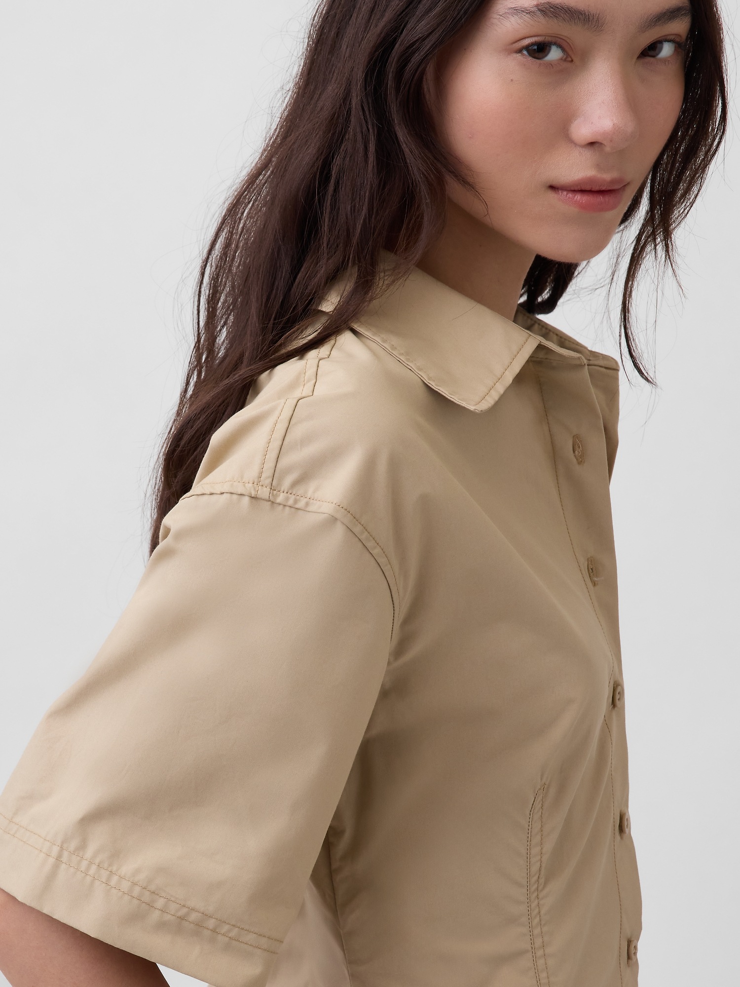 Женские платья Gap Poplin Mini Shirtdress — фото 4