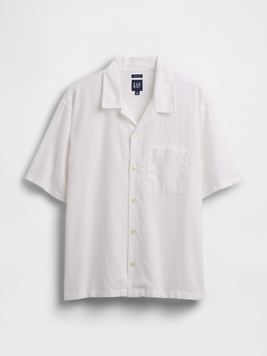 Image number 5 showing, Linen-Cotton Relaxed Straight-Hem Shirt