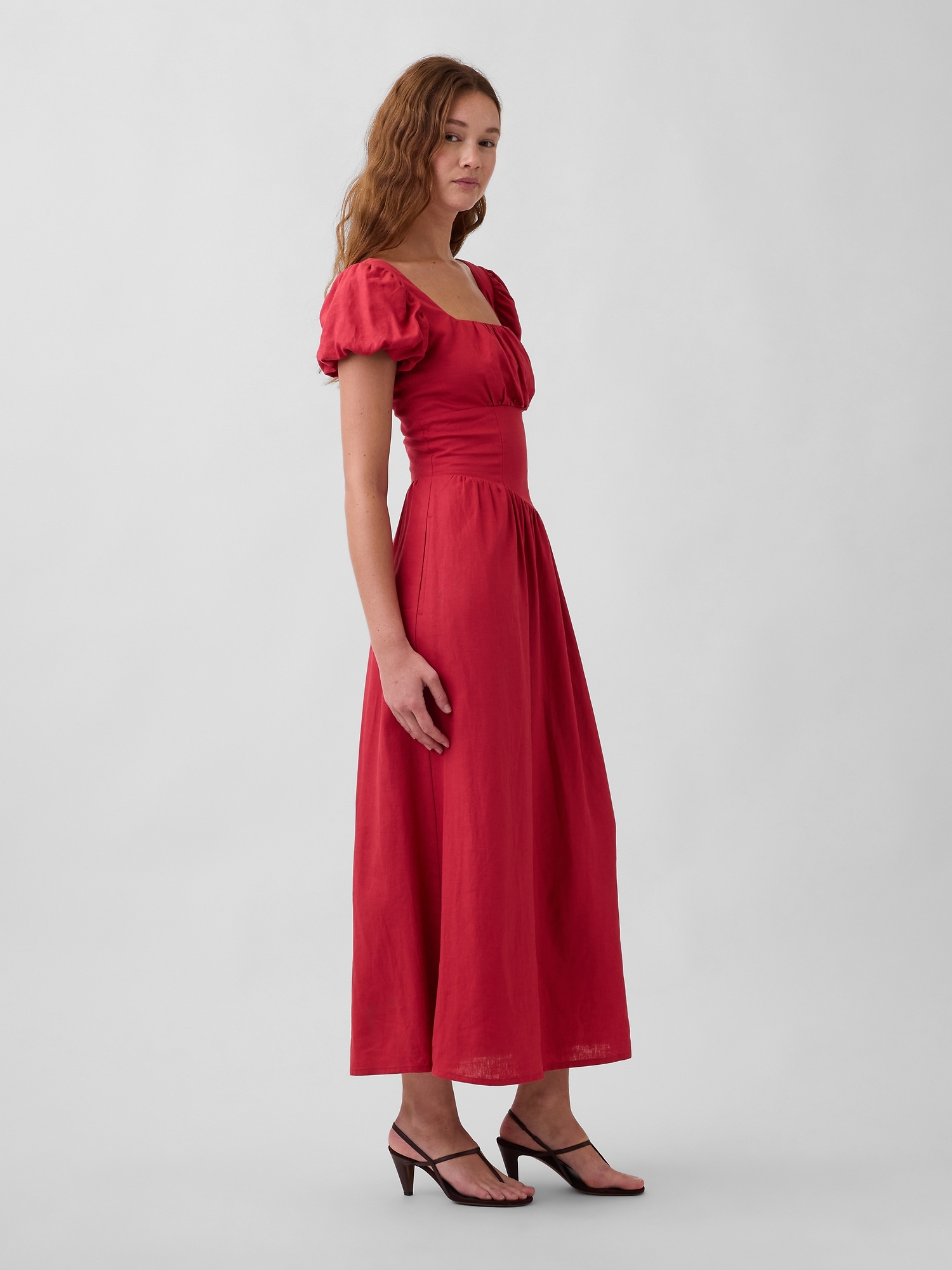 Linen-Blend Drop-Waist Maxi Dress