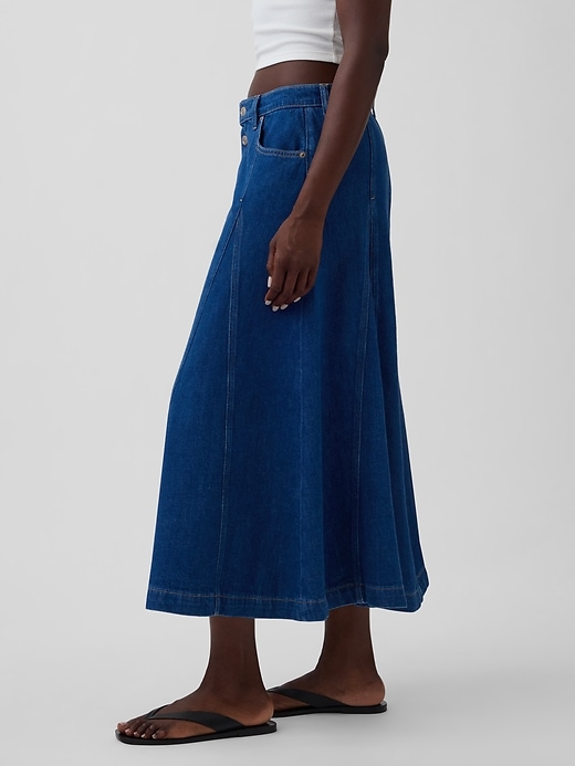 Image number 3 showing, Seamed Denim Button-Front Maxi Skirt