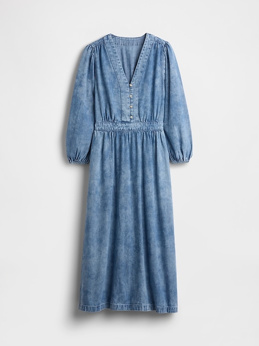 Image number 5 showing, Denim Pieced-Waist Midi Dress