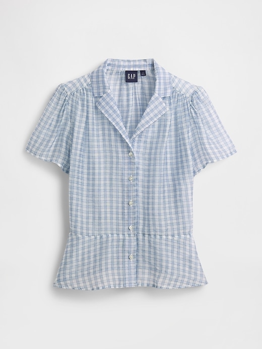 Image number 5 showing, Sheer Button-Front Peplum Top