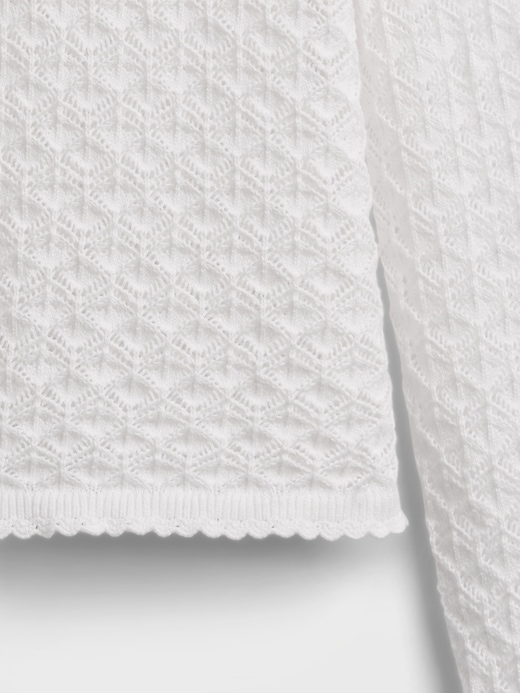 Image number 4 showing, 100% Cotton Pointelle Crop Sweater