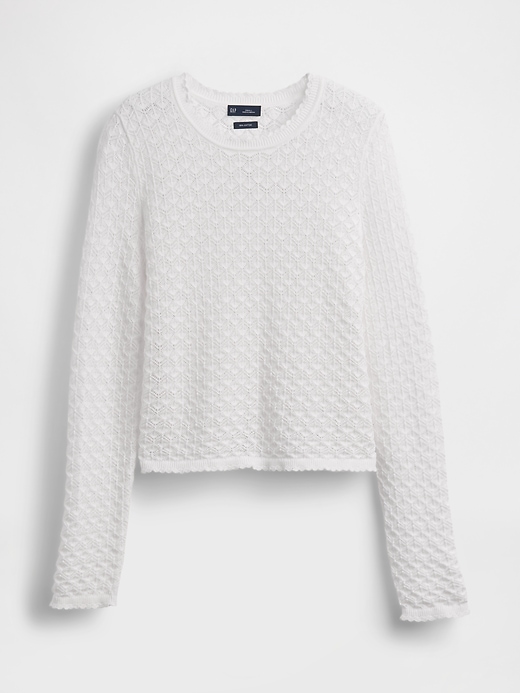 Image number 5 showing, 100% Cotton Pointelle Crop Sweater