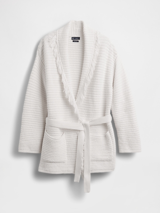 Image number 5 showing, 100% Cotton Oversized Fringe Shawl Cardigan