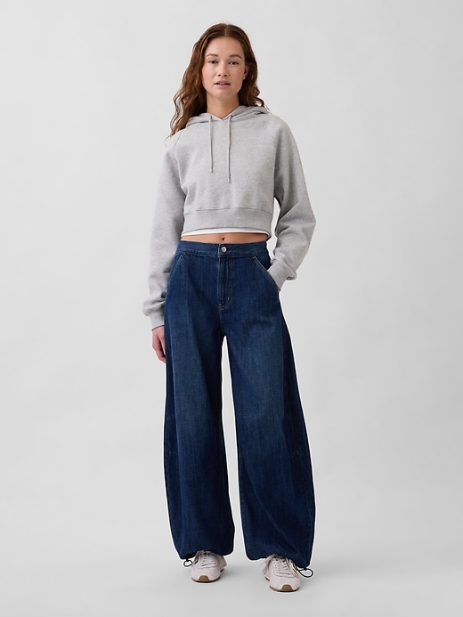 Image number 1 showing, High Rise Cinch-Hem Horseshoe Jeans