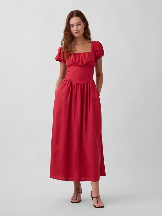 Image number 1 showing, Linen-Blend Drop-Waist Maxi Dress