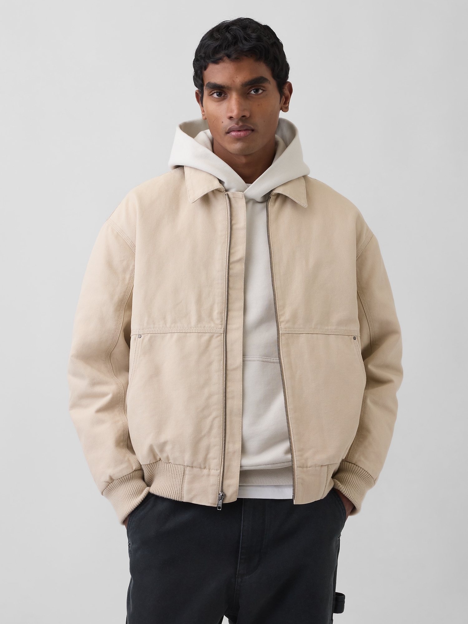 Washed Twill Bomber Jacket