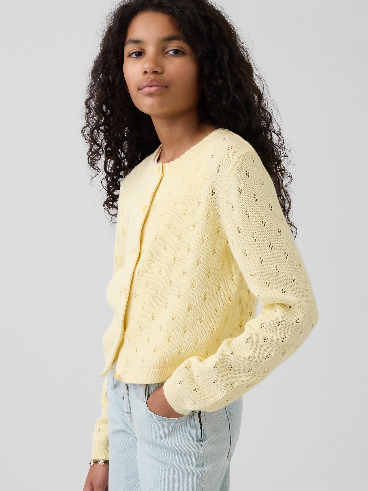Kids Pointelle Cardigan Sweater