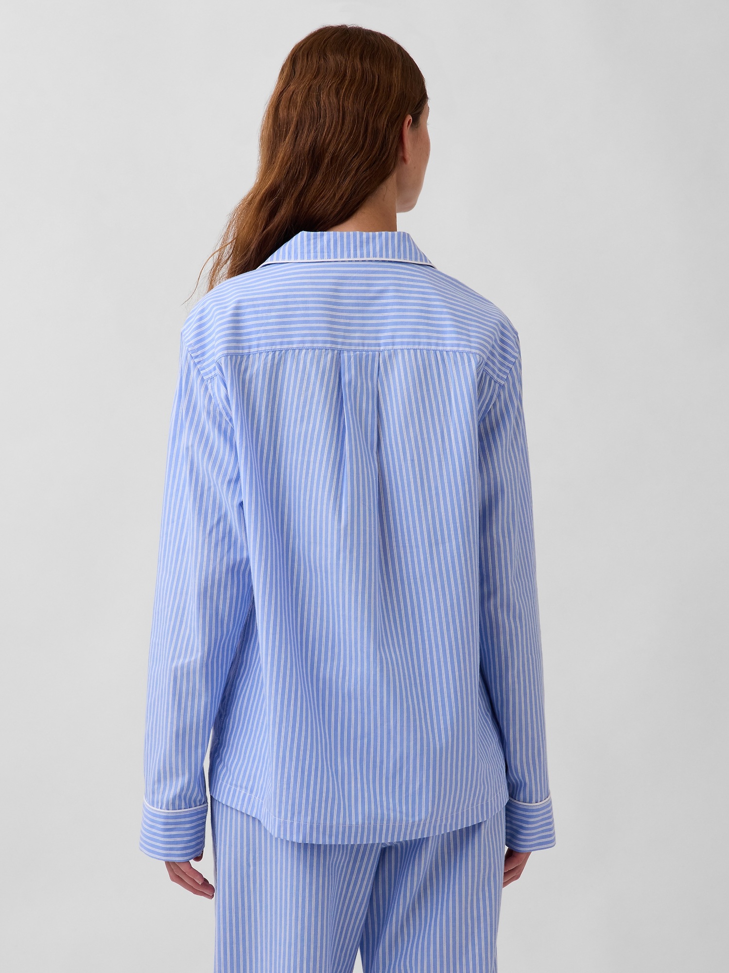 Женская рубашка Gap Poplin PJ, цвет: Синий / Белый — фото 3