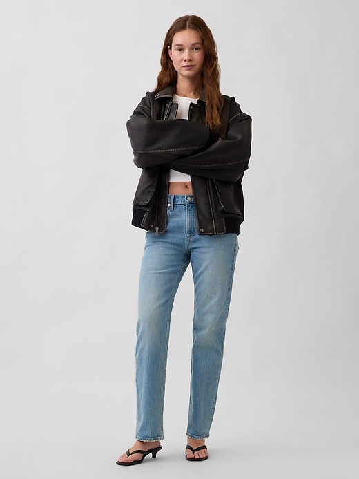 Image number 6 showing, Mid Rise Relaxed Straight Jeans