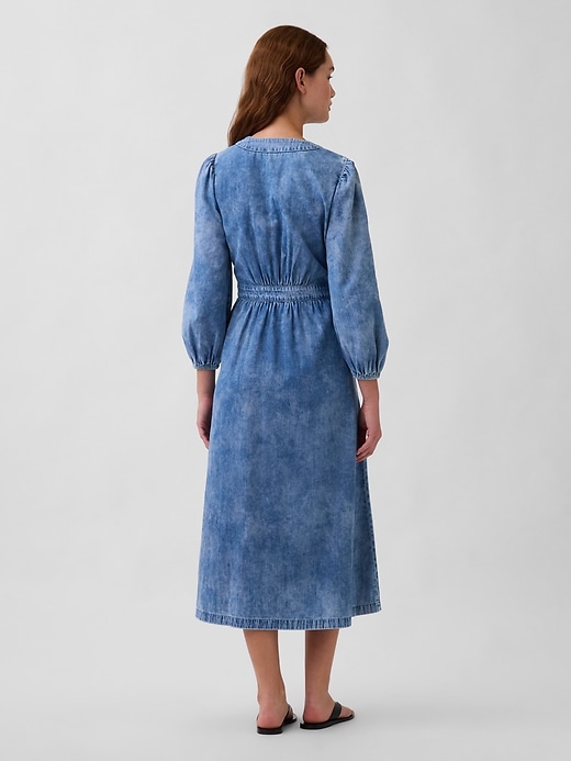 Image number 2 showing, Denim Pieced-Waist Midi Dress