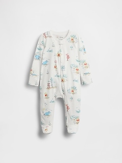 Baby Winnie The Pooh Organic Cotton Footed One-Piece