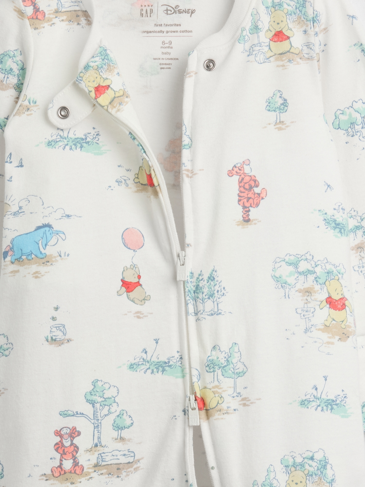 Baby Winnie The Pooh Organic Cotton Footed One-Piece