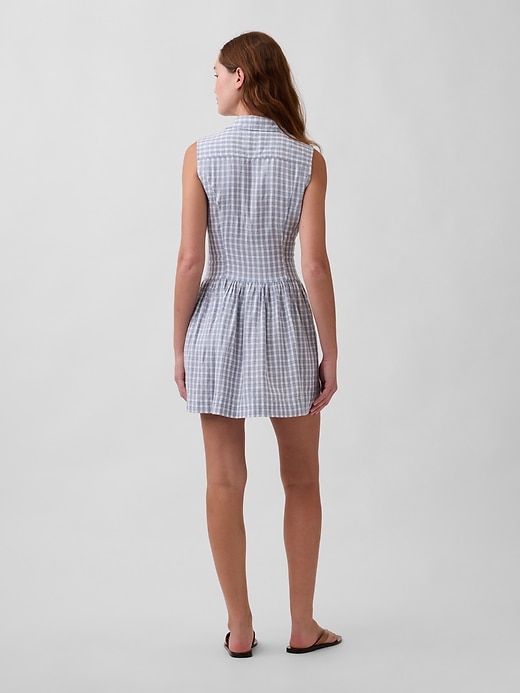 Image number 2 showing, Linen-Blend Drop-Waist Mini Shirtdress