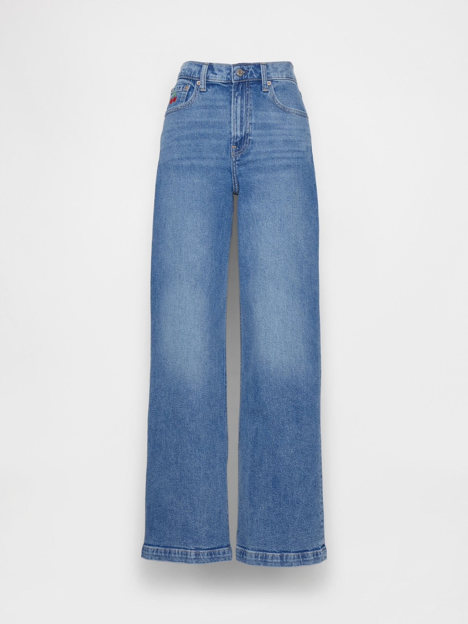 High Rise Stride Heart Pocket Wide-Leg Pants