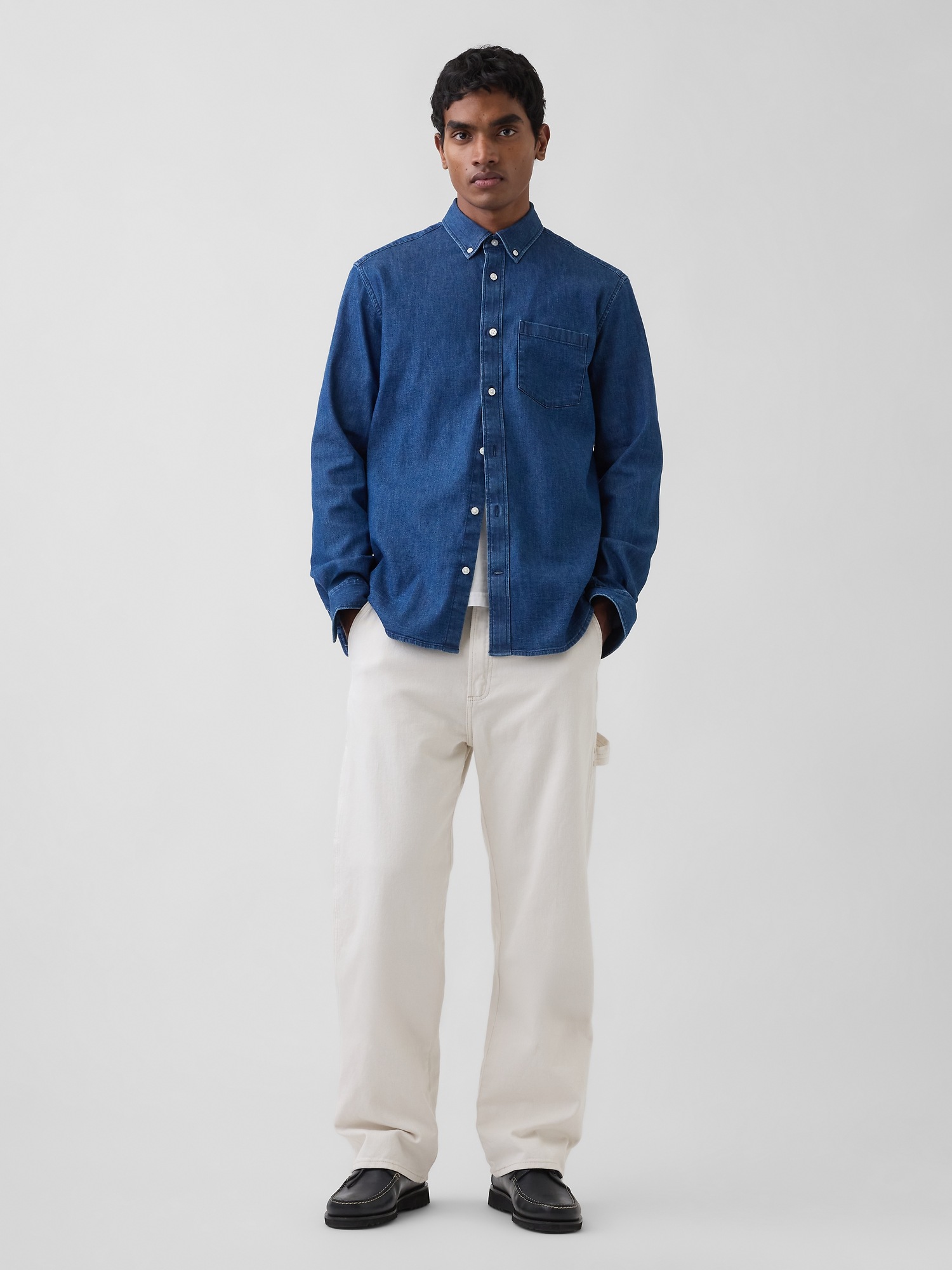Мужские рубашки Gap Denim Pocket Shirt — фото 2