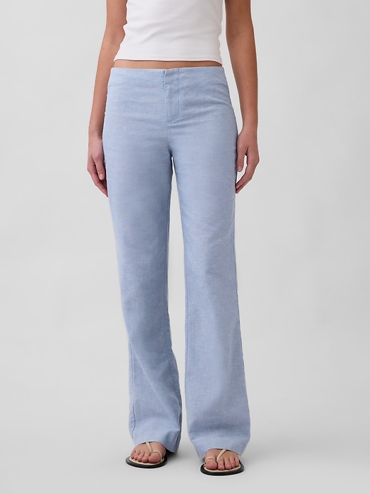 Image number 2 showing, Low Rise Linen-Blend Flare Pants