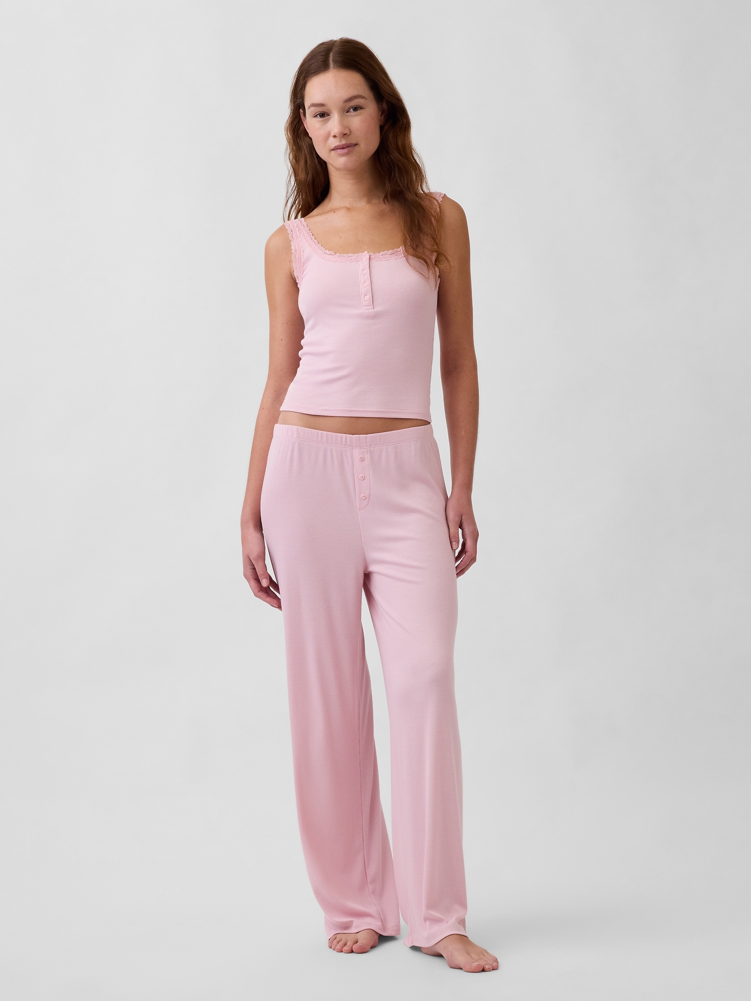 Mini Rib Wide-Leg PJ Pants