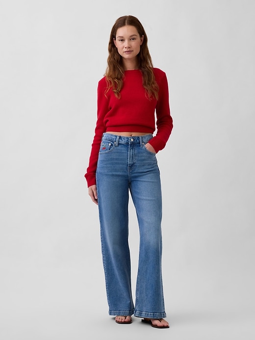 High Rise Stride Heart Pocket Wide-Leg Pants