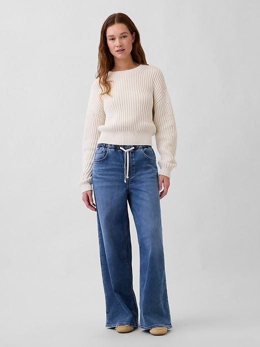 Image number 1 showing, Mid Rise Knit Easy Baggy Jeans