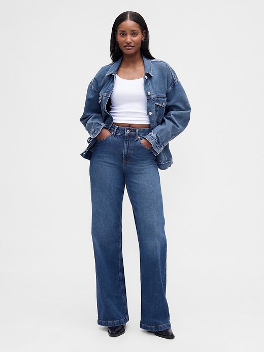 Image number 1 showing, Curvy High Rise Stride Wide-Leg Jeans
