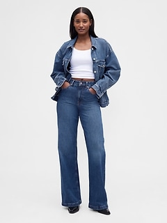 Curvy High Rise Stride Wide-Leg Jeans