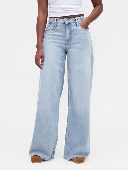 Image number 2 showing, Curvy Mid Rise UltraSoft Baggy Jeans